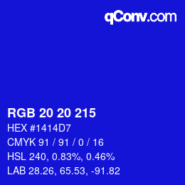 Color code: RGB 20 20 215 | qconv.com