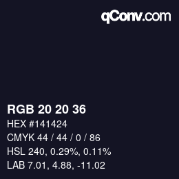 颜色代码: RGB 20 20 36 | qconv.com