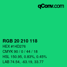 Color code: RGB 20 210 118 | qconv.com
