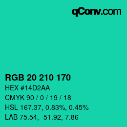 Color code: RGB 20 210 170 | qconv.com