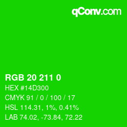 Color code: RGB 20 211 0 | qconv.com