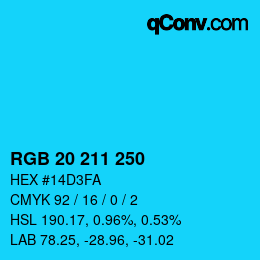 Color code: RGB 20 211 250 | qconv.com