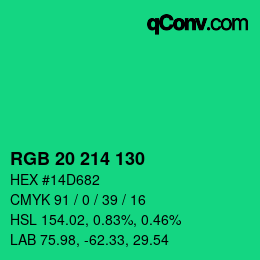 Color code: RGB 20 214 130 | qconv.com