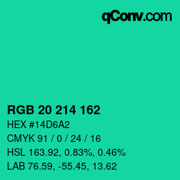 Color code: RGB 20 214 162 | qconv.com