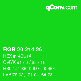 Color code: RGB 20 214 26 | qconv.com