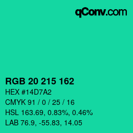 Color code: RGB 20 215 162 | qconv.com