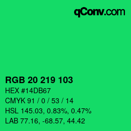 Color code: RGB 20 219 103 | qconv.com