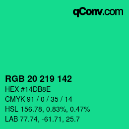 Color code: RGB 20 219 142 | qconv.com