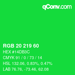 Color code: RGB 20 219 60 | qconv.com