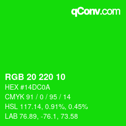 Color code: RGB 20 220 10 | qconv.com