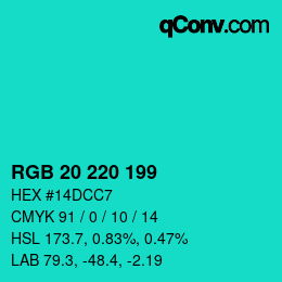 Color code: RGB 20 220 199 | qconv.com