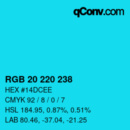 Color code: RGB 20 220 238 | qconv.com