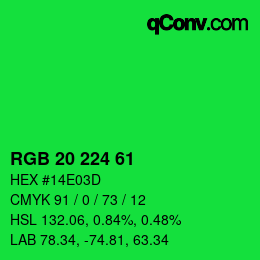 Color code: RGB 20 224 61 | qconv.com