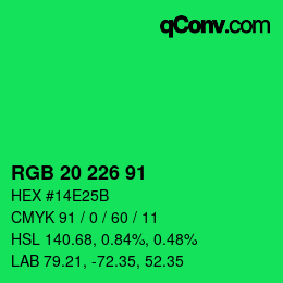 Color code: RGB 20 226 91 | qconv.com