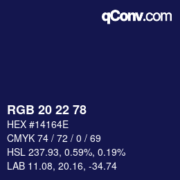 Color code: RGB 20 22 78 | qconv.com