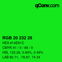 Color code: RGB 20 232 28 | qconv.com
