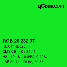 Color code: RGB 20 232 37 | qconv.com