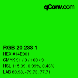 Color code: RGB 20 233 1 | qconv.com