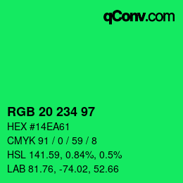 Color code: RGB 20 234 97 | qconv.com