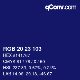 カラーコード: RGB 20 23 103 | qconv.com