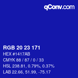 Color code: RGB 20 23 171 | qconv.com