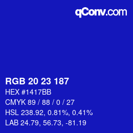 Color code: RGB 20 23 187 | qconv.com
