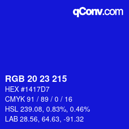 Color code: RGB 20 23 215 | qconv.com