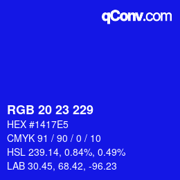Color code: RGB 20 23 229 | qconv.com