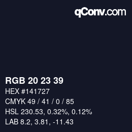 カラーコード: RGB 20 23 39 | qconv.com