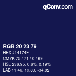 カラーコード: RGB 20 23 79 | qconv.com