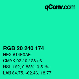 Color code: RGB 20 240 174 | qconv.com