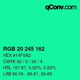 Color code: RGB 20 245 162 | qconv.com