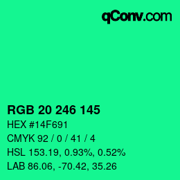 Color code: RGB 20 246 145 | qconv.com