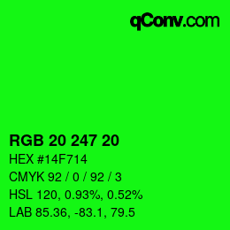 Color code: RGB 20 247 20 | qconv.com