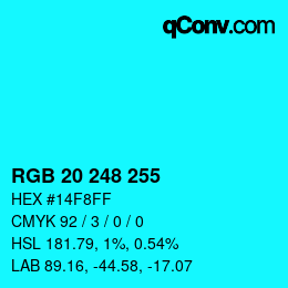 Color code: RGB 20 248 255 | qconv.com
