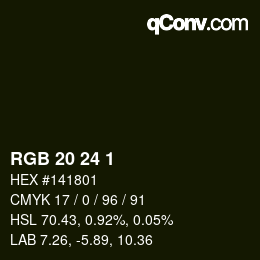 カラーコード: RGB 20 24 1 | qconv.com