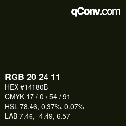 カラーコード: RGB 20 24 11 | qconv.com