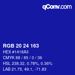 Color code: RGB 20 24 163 | qconv.com