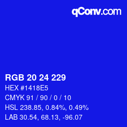 Color code: RGB 20 24 229 | qconv.com