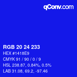 Color code: RGB 20 24 233 | qconv.com