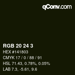 カラーコード: RGB 20 24 3 | qconv.com