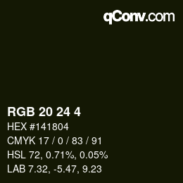 Color code: RGB 20 24 4 | qconv.com