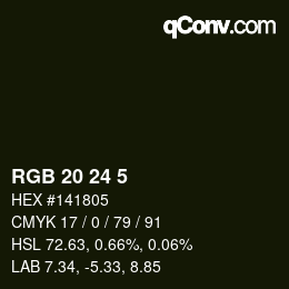 カラーコード: RGB 20 24 5 | qconv.com