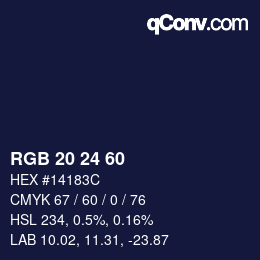 カラーコード: RGB 20 24 60 | qconv.com
