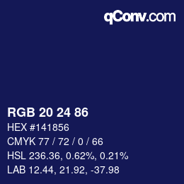 Color code: RGB 20 24 86 | qconv.com