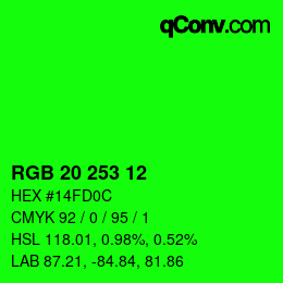 Color code: RGB 20 253 12 | qconv.com
