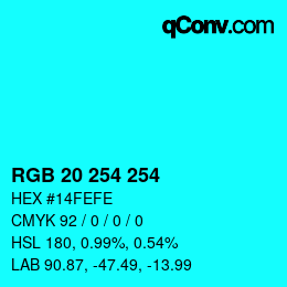 Color code: RGB 20 254 254 | qconv.com