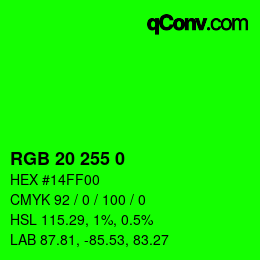 Farbcode: RGB 20 255 0 | qconv.com