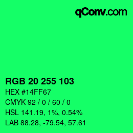 Color code: RGB 20 255 103 | qconv.com