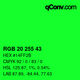 Color code: RGB 20 255 43 | qconv.com